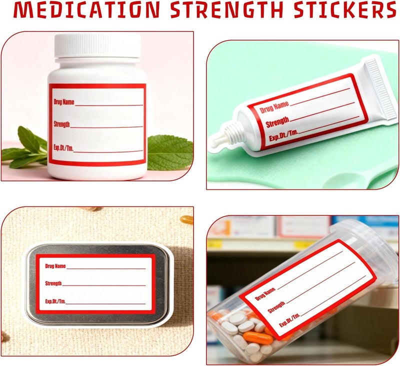 Well Tile 500Pcs Drug Name Label Stickers Medication Strength Stickers 1x2 Inch-Veterinary Instruction Labels Reminder Labels - Image 3